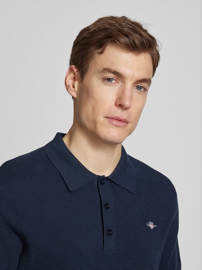 Gant Regular Fit Poloshirt mit Strukturmuster Marine 3