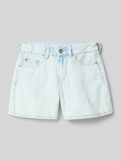 Produktfoto, Regular Fit Shorts mit Logo-Patch von Garcia aus Reine Baumwolle, 5-Pocket-Design, Knopf-Reißverschluss, hellblau, Kinder Shorts