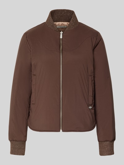 Produktfoto, Regular Fit Bomberjacke mit Stehkragen van Scotch & Soda, bruin met steekzakken, ritssluiting en elastische boorden