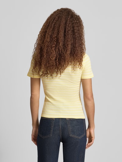 PIECES Slim Fit T-Shirt aus Baumwoll-Mix Modell 'RUKA' Hellgelb 5
