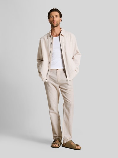 Tom Tailor Chinosy o kroju regular fit z mieszanki lnu i bawełny Beżowy 1