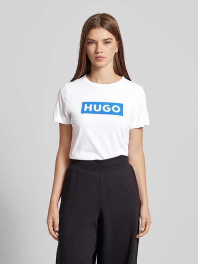 Hugo Blue T-Shirt mit Label-Print Weiss 4