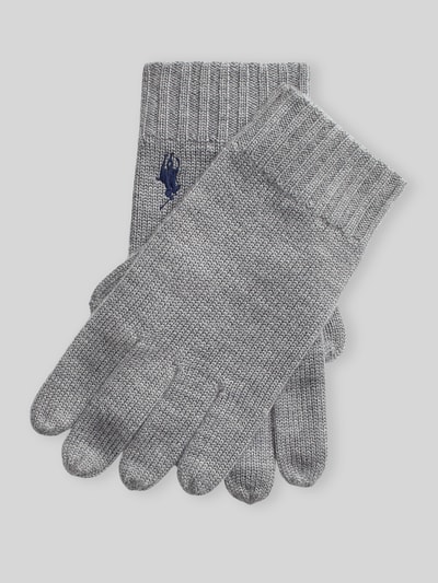 Polo Ralph Lauren Fingerhandschuhe aus Wolle mit Logo-Stickerei Hellgrau 1