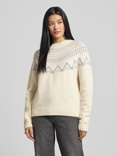 Fynch-Hatton Regular fit pullover van zuivere wol in gebreide look Offwhite - 4