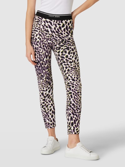 Marc Cain Slim fit stoffen broek met dierenprint Lila - 4