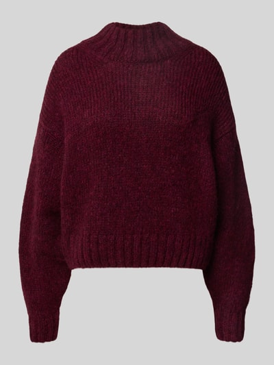 Marc Cain Relaxed fit wollen pullover met alpaca in gebreide look Bordeaux - 2