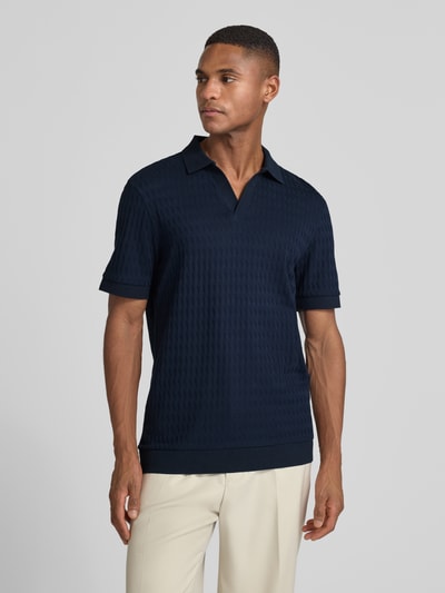 JOOP! COLLECTION Koszulka polo z prążkowanymi wykończeniami Model 'Cleison' Granatowy 4