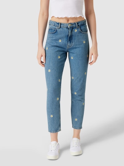 Review Skinny mom fit jeans met motiefstitchings Jeansblauw - 4