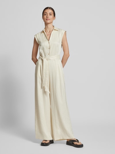B.Young Jumpsuit met korte knoopsluiting en strikceintuur, model 'DONNI' Zand - 4