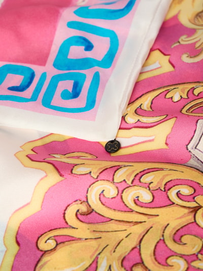 Produktfoto, Seidentuch mit floralem Allover-Print von Codello aus Reine Seide, Rechteckig, mit Logo-Detail, Rosa-Gelb, Detailaufnahme