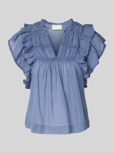Neo Noir Regular Fit Blusentop mit Kappärmeln Modell 'Jayla' Rauchblau 2