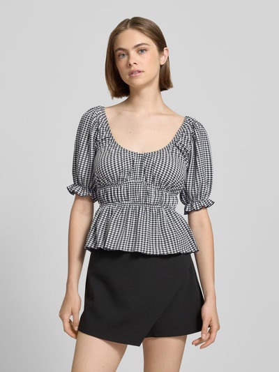 Gina Tricot Slim Fit Blusenshirt mit Puffärmeln Weiss 4