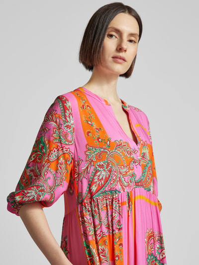 Emily Van den Bergh Tunikakleid aus Viskose mit Paisley-Muster Pink 3