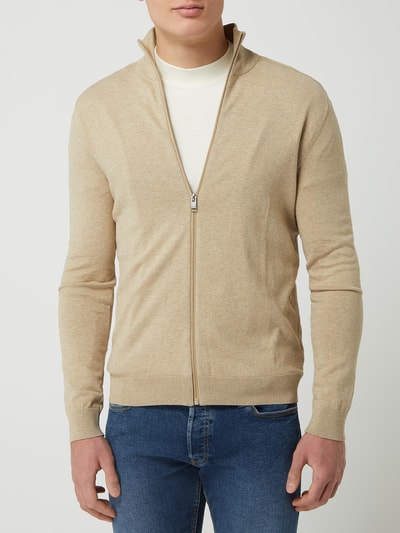 SELECTED HOMME Gebreid jack van pima-katoen, model 'Berg' Beige - 4