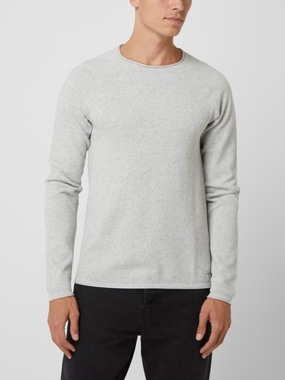 Jack & Jones Sweter z dzianiny z naszywką z logo model ‘HILL’ Średnioszary melanż 4