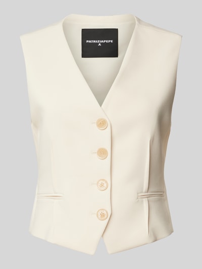 Patrizia Pepe Gilet met paspelzakken, model 'Gilet' Offwhite - 2