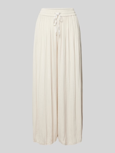 Marc Cain Wide Leg Stoffhose mit Plisseefalten Sand 1