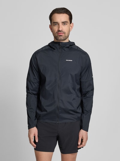 Salomon Windbreaker mit Kapuze und Logo Black 4