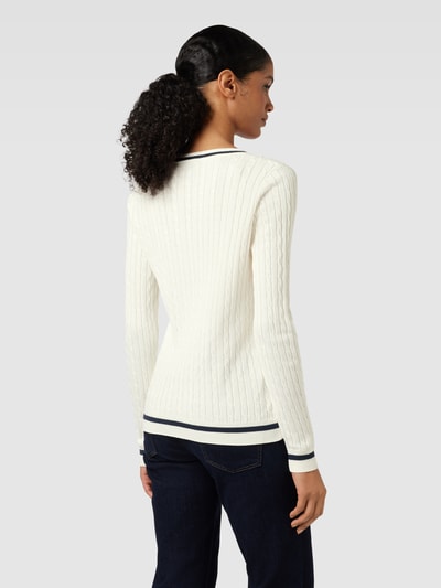 Montego Gebreide pullover met V-hals Offwhite - 5