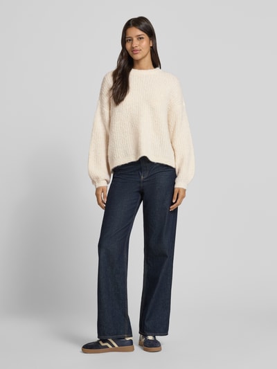 Vero Moda Relaxed Fit Strickpullover mit Woll-Anteil Modell 'CARMEN' Ecru 1
