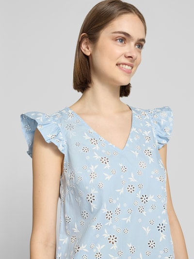 PIECES Regular Fit Blusentop aus reiner Baumwolle Modell 'BANNA' Hellblau 3