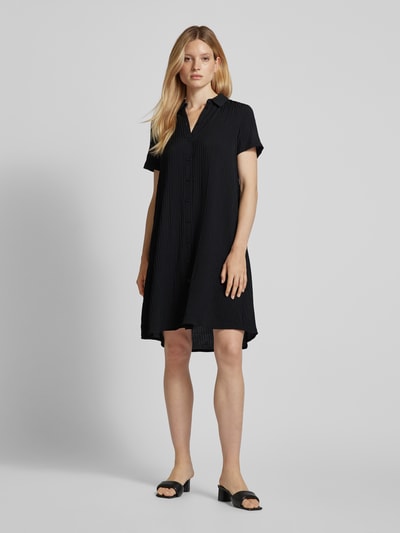 Jake*s Casual Knielanges Hemdblusenkleid mit Strukturmuster Black 1