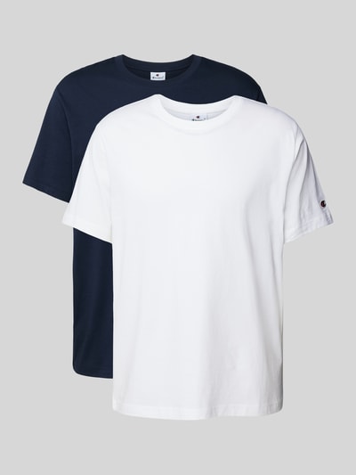 CHAMPION T-shirt met logobadge in een set van 2 stuks Donkerblauw - 1