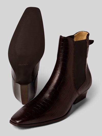 Gant Sztyblety skórzane z fakturowanym wzorem model ‘Bassotte’ Ciemnobrązowy 4
