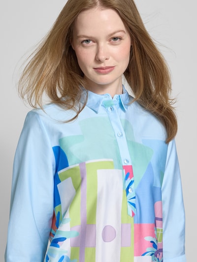 Milano Italy Knielange overhemdjurk van puur katoen Bleu - 3