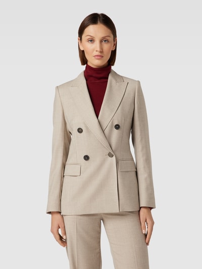 Max Mara Studio Blazer aus Schurwolle-Mix mit Pattentaschen Modell 'MAPPA' Beige 4