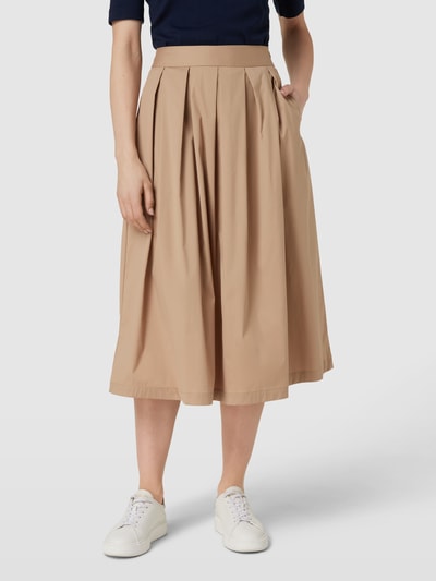 0039 Italy Midirok met plooien, model 'Kylie' Beige - 4