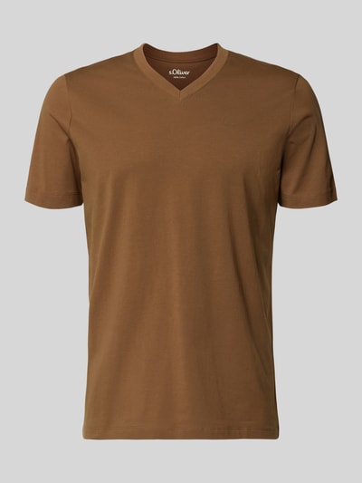 Produktfoto, brązowy męski t-shirt Regular Fit T-Shirt aus reiner Baumwolle od s.Oliver RED LABEL, gładka tekstura, jednolity kolor