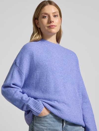 Vero Moda Relaxed Fit Pullover mit Woll-Anteil Modell 'BOOM' Hellblau Melange 3