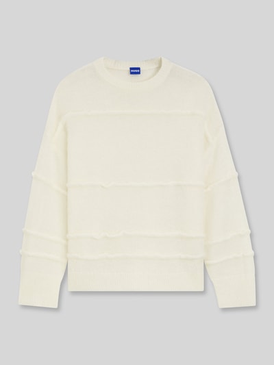 HUGO Blue Oversized Pullover aus Material-Mix mit Woll-Anteil Ecru 2