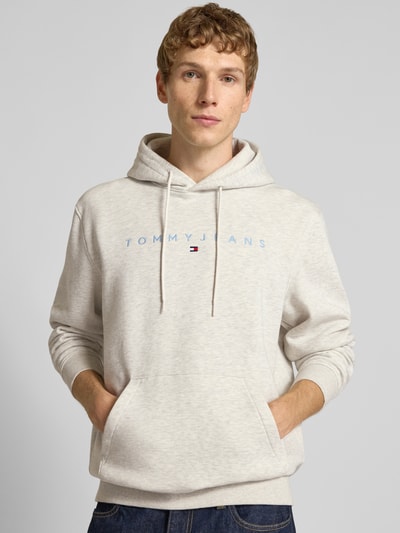 Tommy Jeans Bluza z kapturem o kroju regular fit z mieszanki bawełny Jasnoszary melanż 3