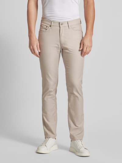 Brax Regular fit stoffen broek met structuurmotief, model 'Chuck' Beige - 4