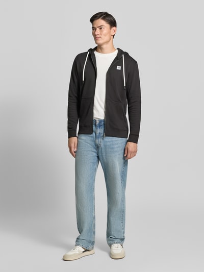 Scotch & Soda Sweatjacke mit Logo-Patch und Känguru-Tasche Black 1