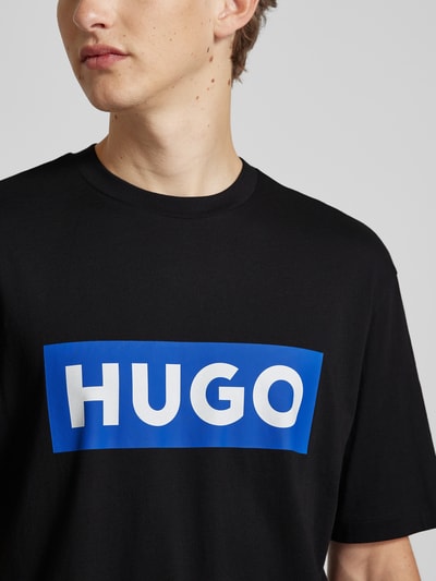 Hugo Blue T-Shirt mit Logo-Print Modell 'Nico' Black 3
