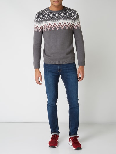 REVIEW Sweter z norweskim wzorem Grafitowy 1