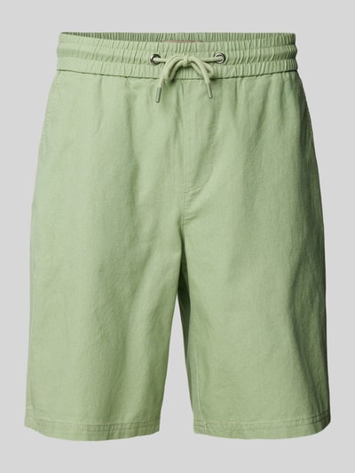 Blend Regular Fit Sweatshorts aus Leinen-Mix Modell 'BAY' Oliv 2