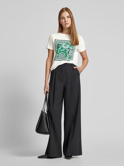 comma T-Shirt mit Motiv- und Statement-Print Gruen 1