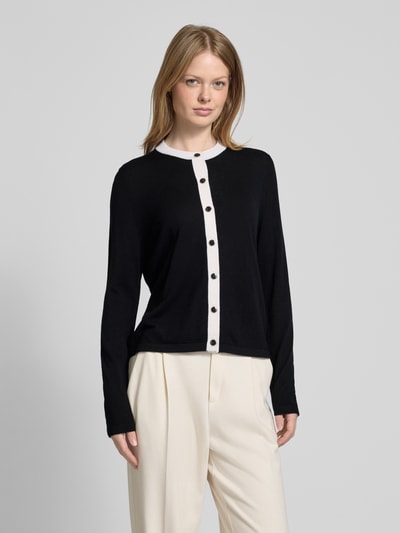 Christian Berg Woman Selection Wollcardigan mit durchgehender Knopfleiste Black 4