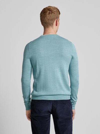 Christian Berg Men Gebreide pullover met ronde hals Rietgroen gemêleerd - 5