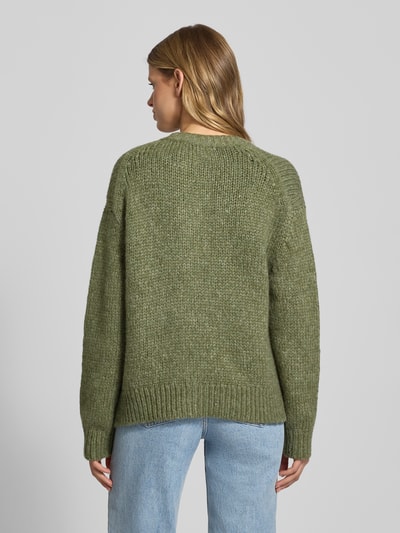 Marc O'Polo Denim Relaxed fit gebreid jack van scheerwolmix  Kaki - 5