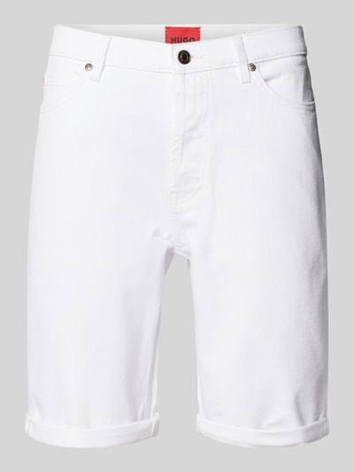 HUGO Szorty jeansowe o kroju tapered fit z detalami z logo Biały 2