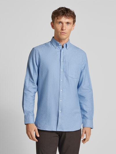 Christian Berg Men Regular Fit Freizeithemd mit Button-Down-Kragen Metallic Blue 4