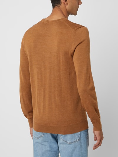 Christian Berg Men Pullover van merinowolmix Cognac gemêleerd - 5