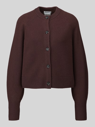 Jake*s Casual Strickjacke aus reiner Wolle mit Label-Detail Schoko 2