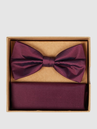 Prince Bowtie Fliege und Einstecktuch im Set Aubergine 1