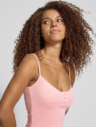 Review Minikleid mit kurzer Knopfleiste und Spaghettiträgern Rosa 3